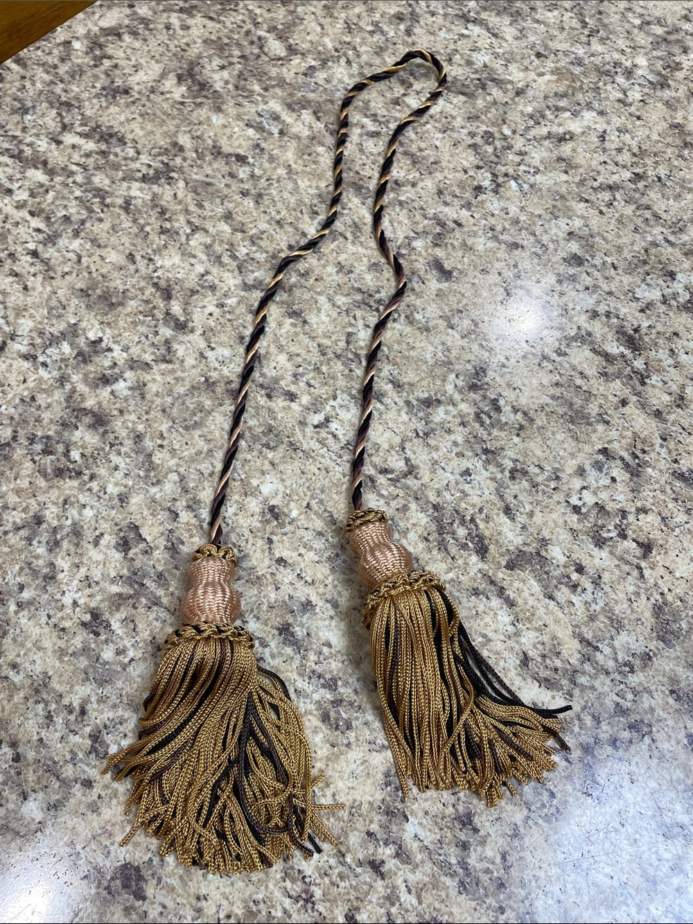 Vintage Double Tassel Curtain Tie Back. Gold/Brown/Rose Gold. GUC